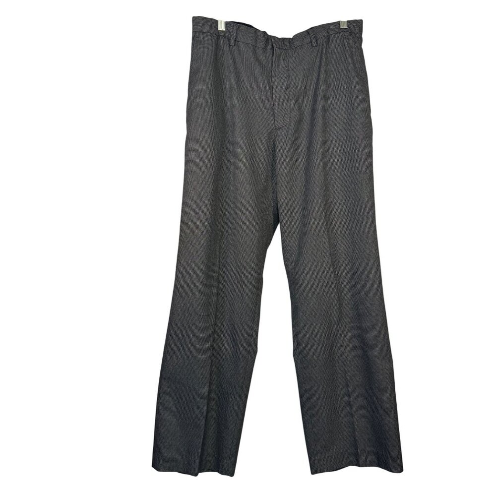 Banana Republic Mens Dress Pants 36x32 Gray Check Flat Front Classic Fit